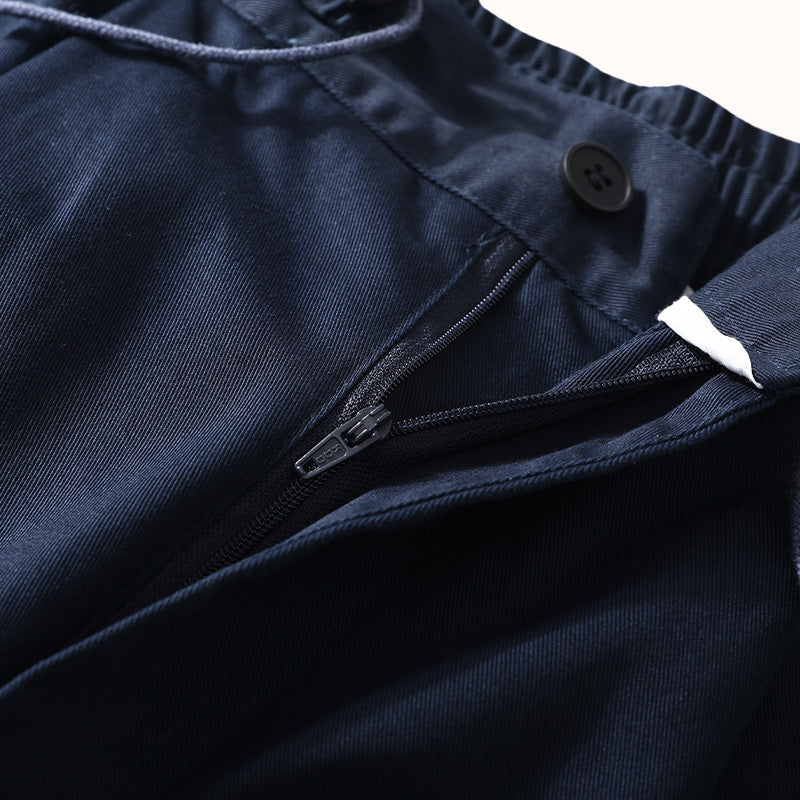 Cotton Drawstring Straight Loose Fit Pants