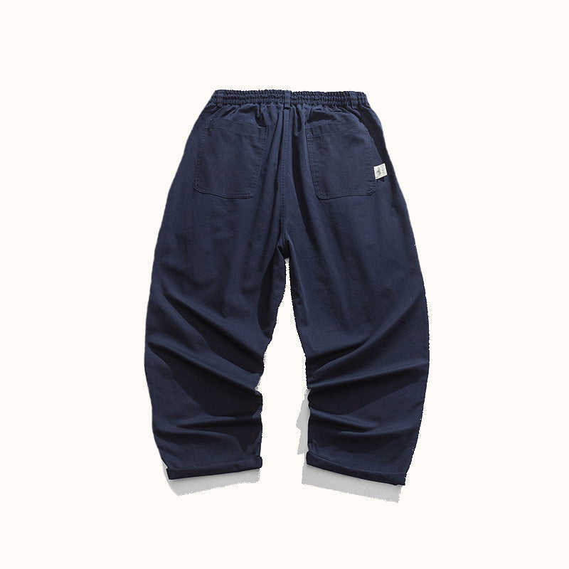 Cotton Drawstring Straight Loose Fit Pants