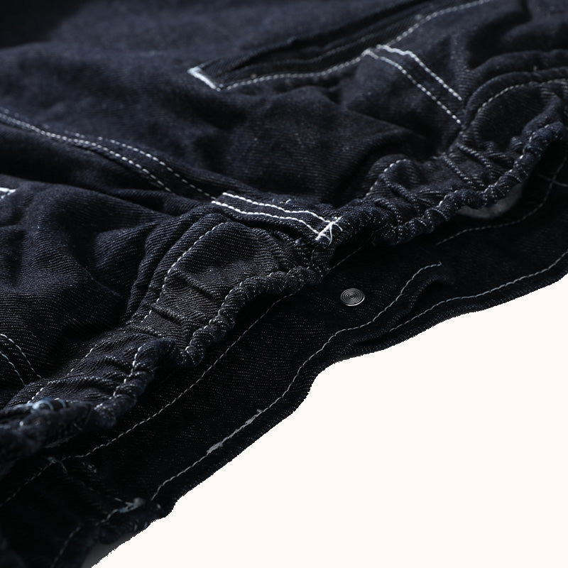 Topstitched Heavyweight Cotton Jeans
