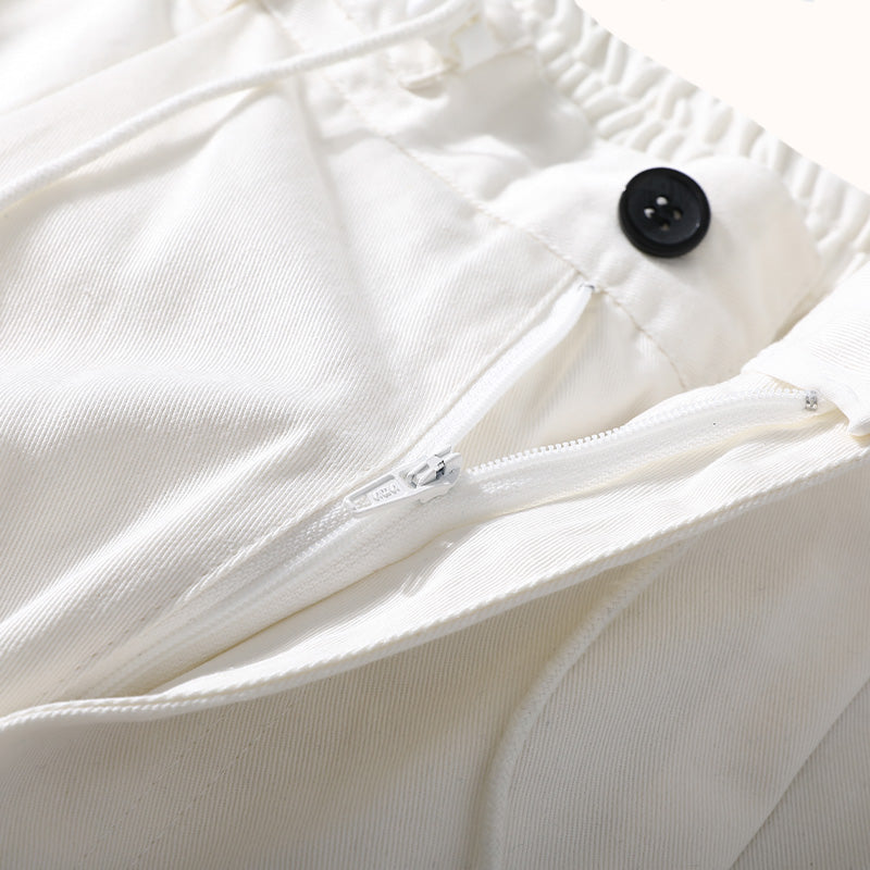 Cotton Drawstring Straight Loose Fit Pants