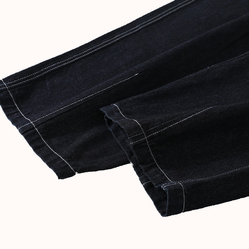 Topstitched Heavyweight Cotton Jeans