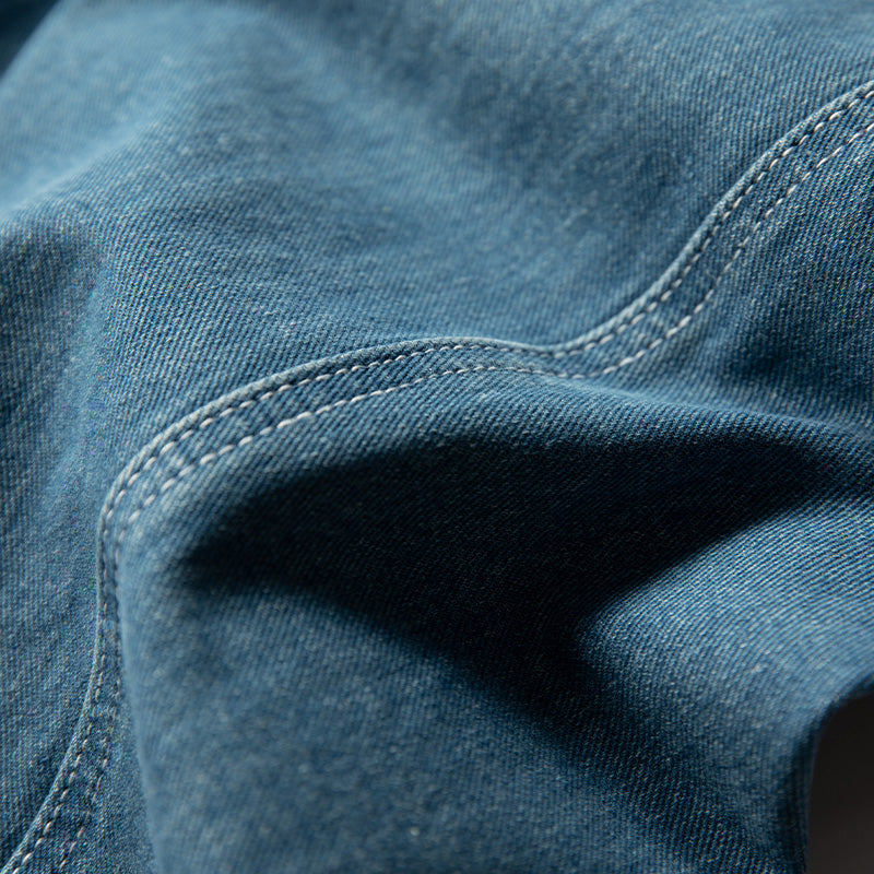 Topstitched Heavyweight Cotton Jeans