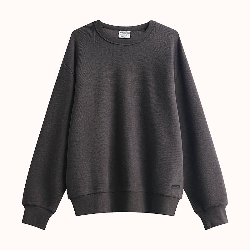 Heavyweight knitted Cotton Waffle Crew Neck Sweatshirt