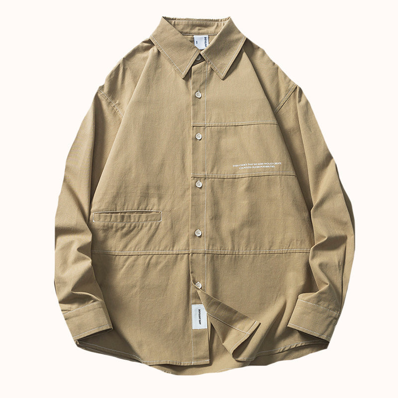 Topstitched Heavyweight Cotton Overshirt