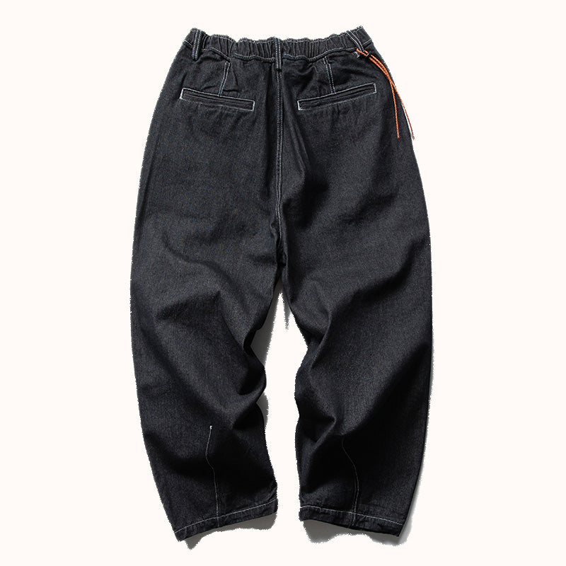 Topstitched Heavyweight Cotton Jeans