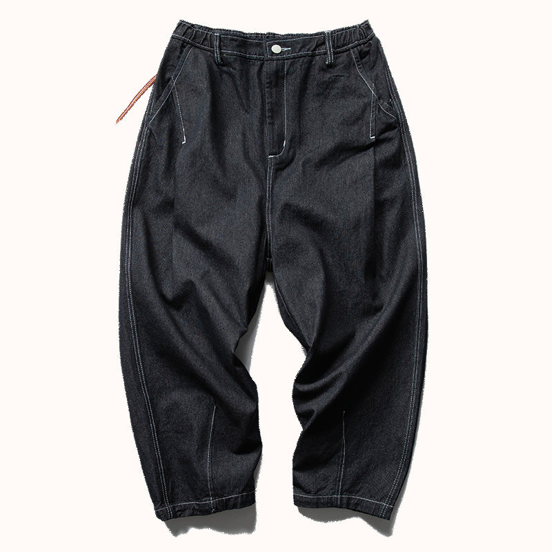 Topstitched Heavyweight Cotton Jeans