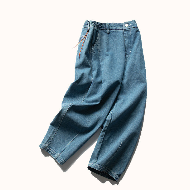 Topstitched Heavyweight Cotton Jeans