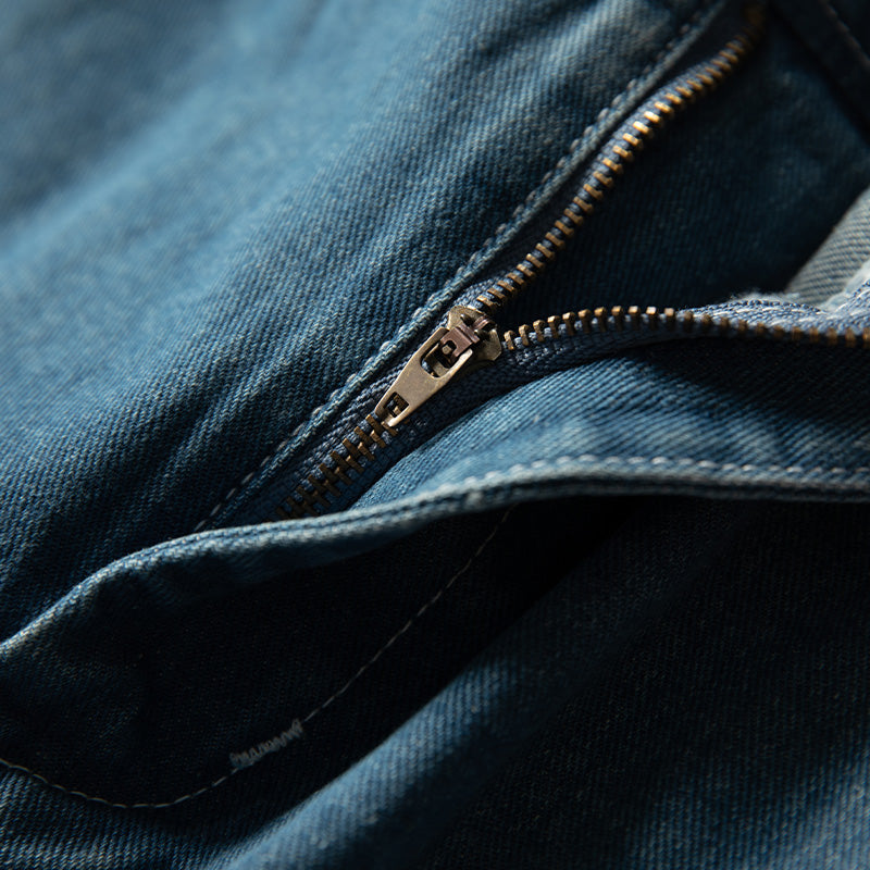 Topstitched Heavyweight Cotton Jeans
