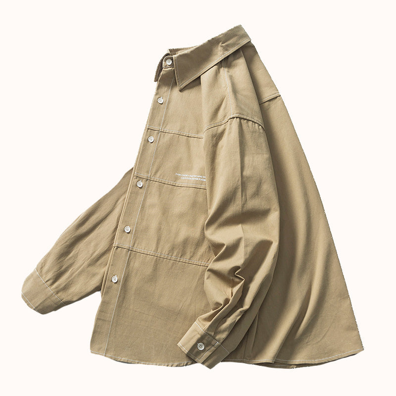Topstitched Heavyweight Cotton Overshirt