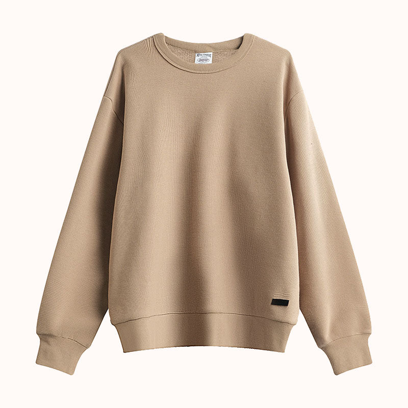 Heavyweight knitted Cotton Waffle Crew Neck Sweatshirt