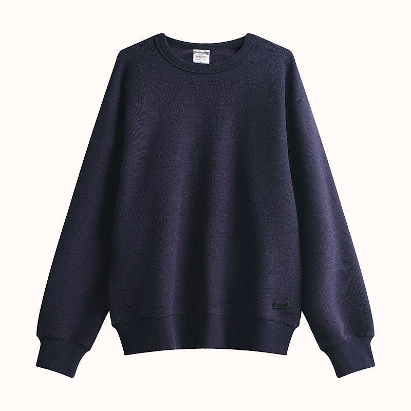 Heavyweight knitted Cotton Waffle Crew Neck Sweatshirt