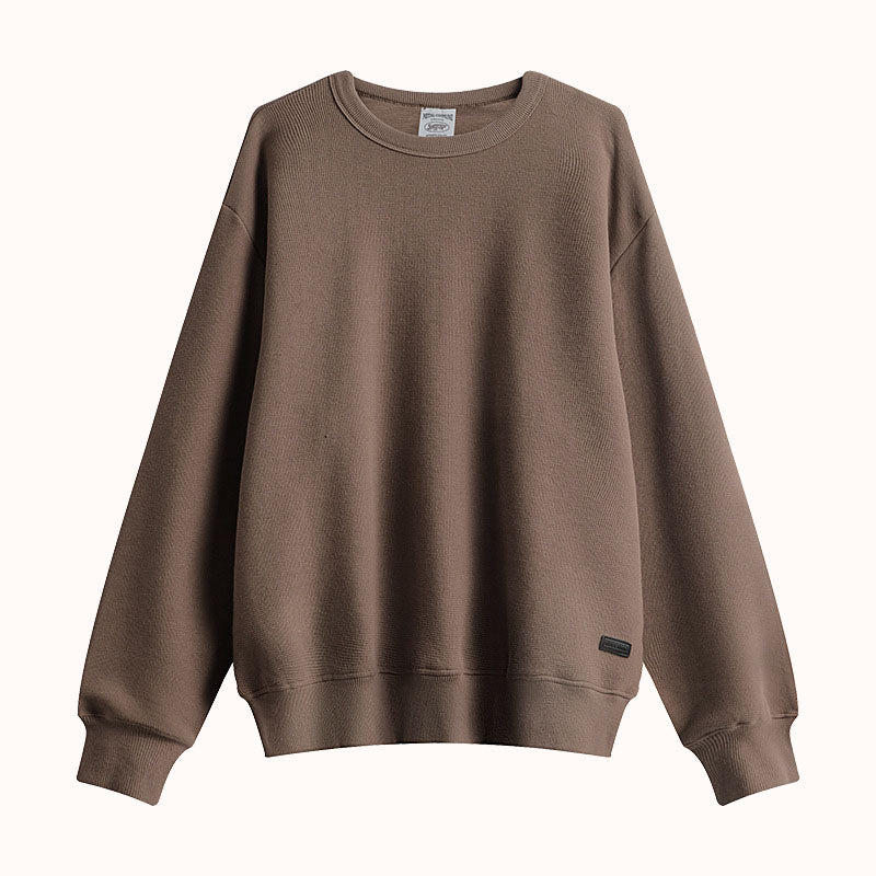 Heavyweight knitted Cotton Waffle Crew Neck Sweatshirt