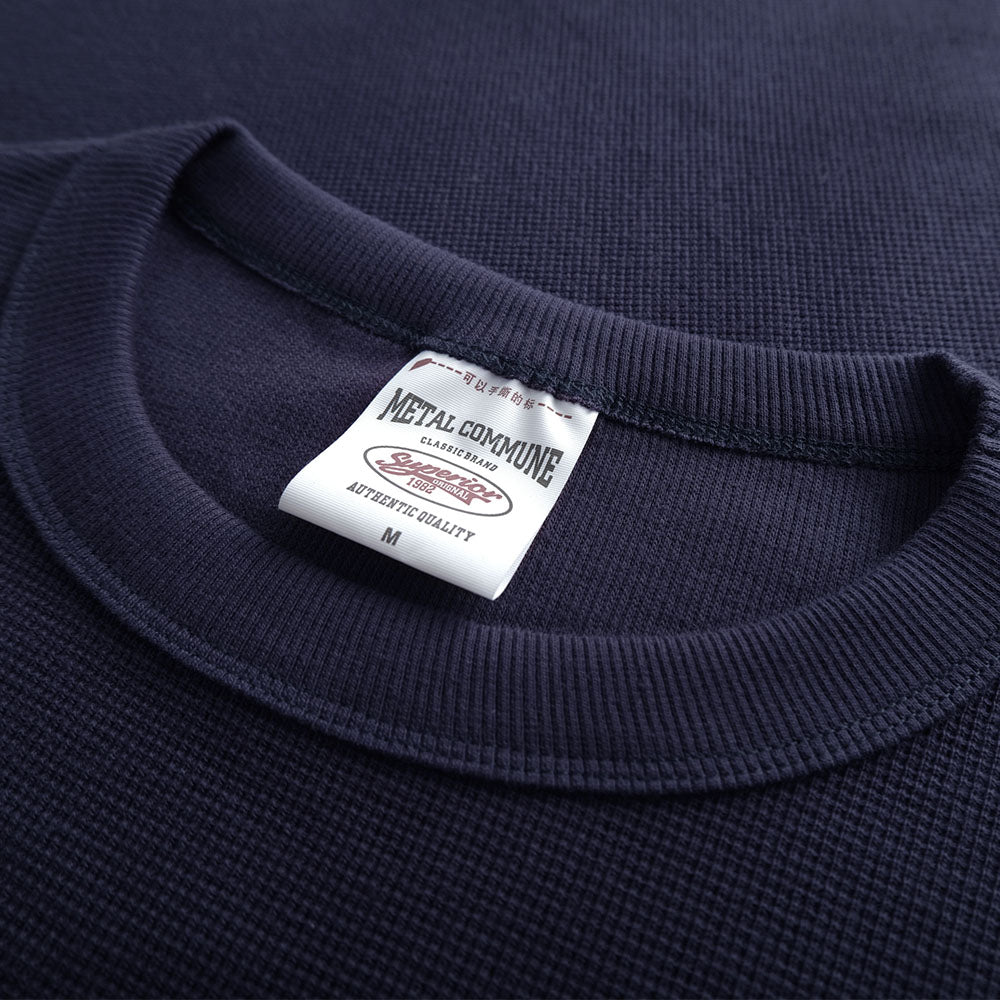 Heavyweight knitted Cotton Waffle Crew Neck Sweatshirt