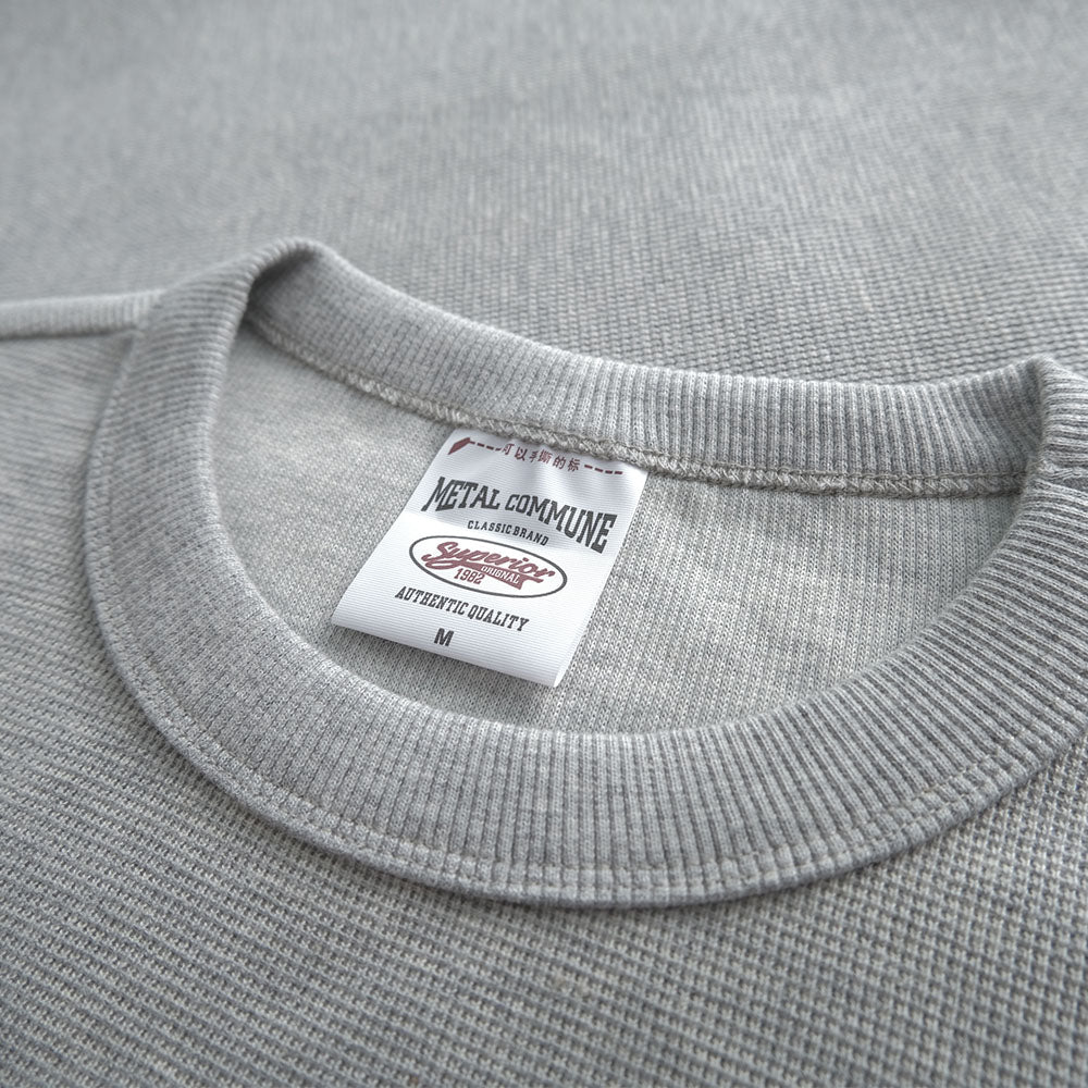 Heavyweight knitted Cotton Waffle Crew Neck Sweatshirt