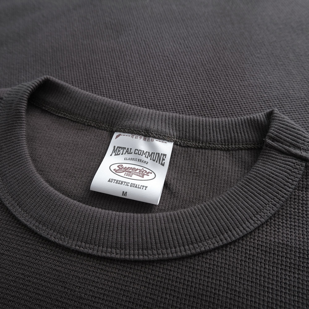 Heavyweight knitted Cotton Waffle Crew Neck Sweatshirt