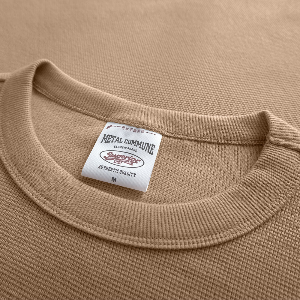 Heavyweight knitted Cotton Waffle Crew Neck Sweatshirt