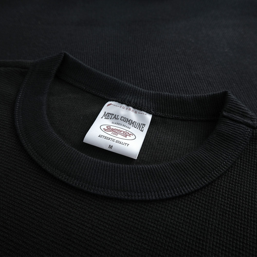 Heavyweight knitted Cotton Waffle Crew Neck Sweatshirt