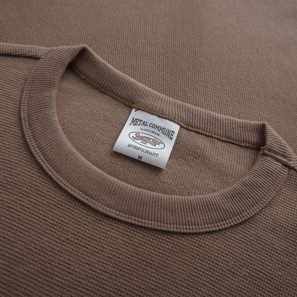 Heavyweight knitted Cotton Waffle Crew Neck Sweatshirt